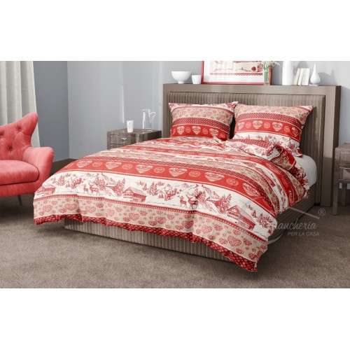 HOUSSE DE COUETTE TYROLIENNE BENOT AU SOL AVEC CŒURS ET BAIES DE CERF EN MICROFIBRE SOUPLE