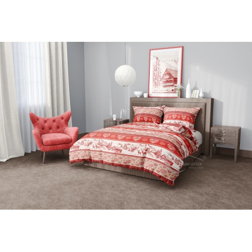 HOUSSE DE COUETTE TYROLIENNE BENOT AU SOL AVEC CŒURS ET BAIES DE CERF EN MICROFIBRE SOUPLE