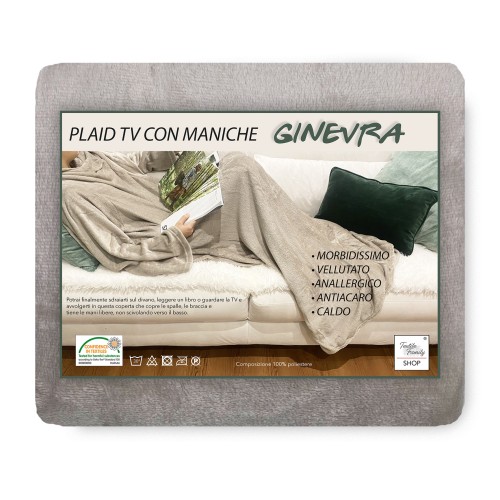 COPERTA PLAID TV in Morbido pile Con MANICHE Soffice e Vellutato