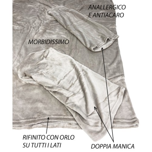 PLAID TV BLANKET aus weichem Fleece mit weichen und samtigen ÄRMELN