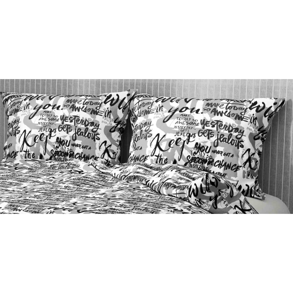 DUVET COVER WRITTEN Modern in soft Microfiber Made in Italy