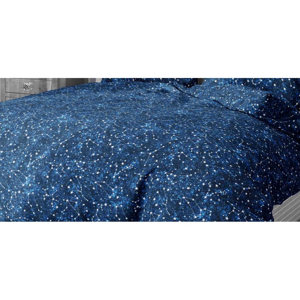 CONSTELLATION DUVET COVER Blue in soft Microfiber Made in Italy