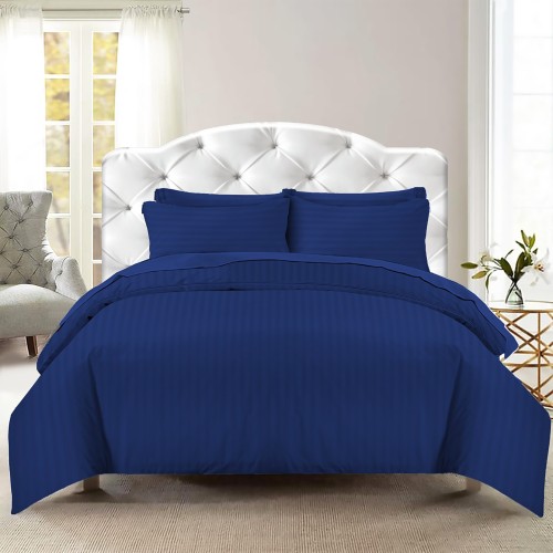 DUVET COVER SATELLO Striped in SOLID COLOR Blue Double cm. 250x200 mm