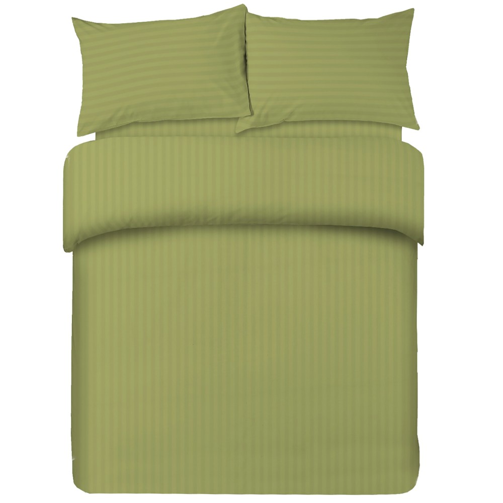 DUVET COVER SATEEN Striped in SOLID COLOR Olive Double cm. 250x200 mm