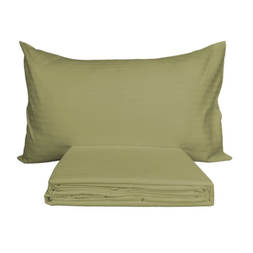 DUVET COVER SATEEN Striped in SOLID COLOR Olive Double cm. 250x200 mm