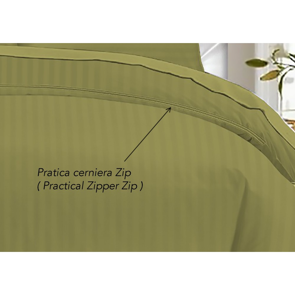 BETTBEZUG SAIN Gestreift in EINFARBIG Oliv Doppelt cm. 250x200 mm