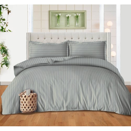 DUVET COVER SATELLO Striped in SOLID COLOR Light Grey Double cm. 250x200 mm