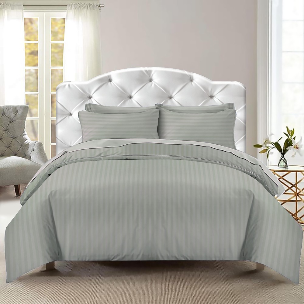 DUVET COVER SATELLO Striped in SOLID COLOR Light Grey Double cm. 250x200 mm