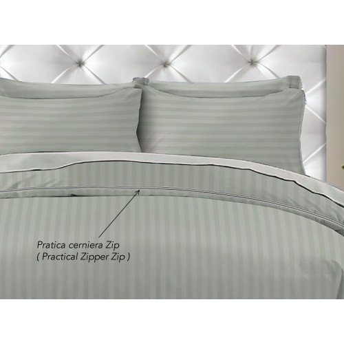 DUVET COVER SATELLO Striped in SOLID COLOR Light Grey Double cm. 250x200 mm