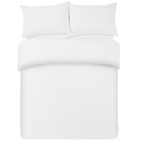 DUVET COVER SATEEN Striped in SOLID COLOR White Double cm. 250x200 mm