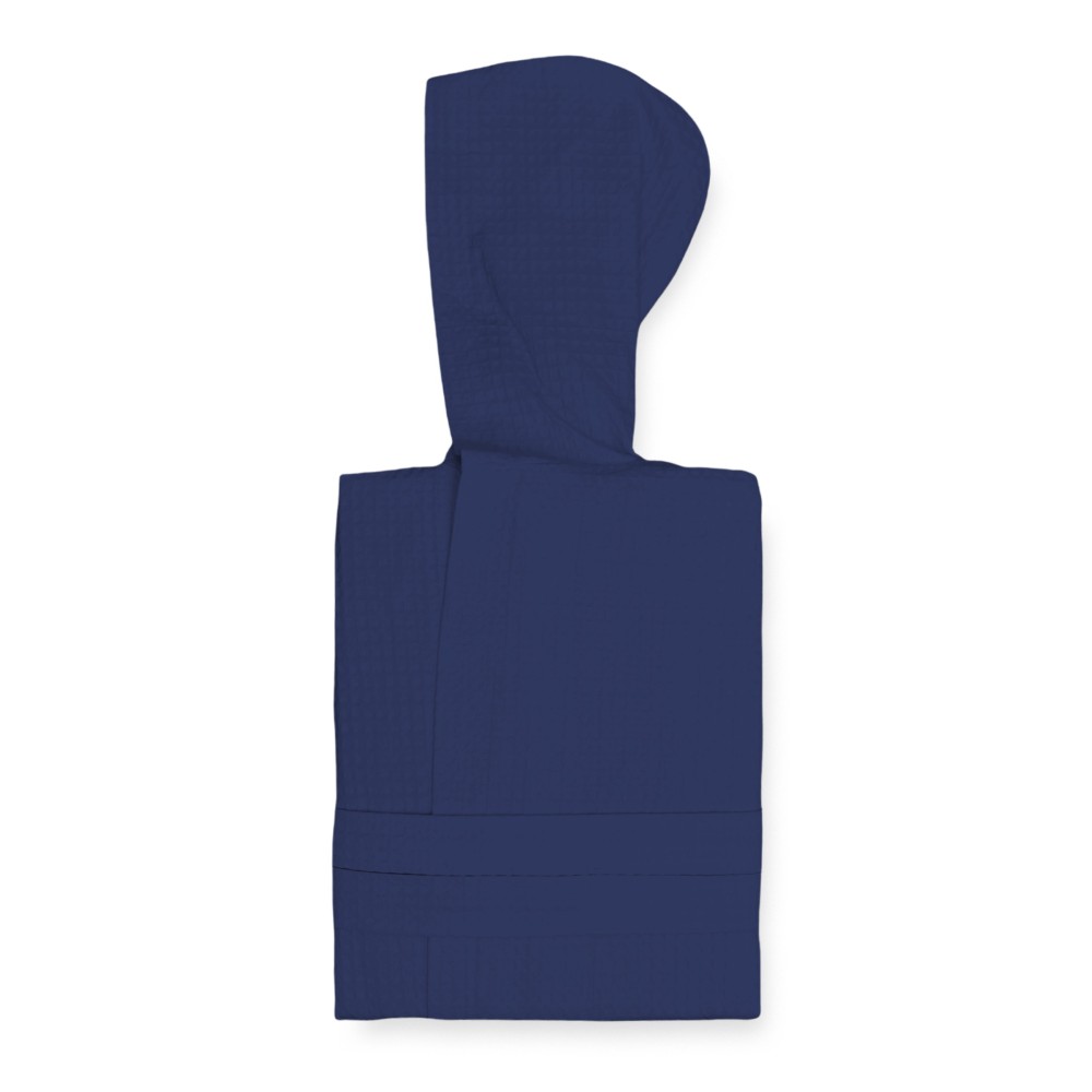 Peignoir© Nid d’abeille en pur coton avec hotte adulte BLEU FONCÉ