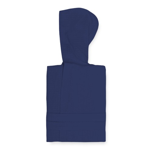 Peignoir© Nid d’abeille en pur coton avec hotte adulte BLEU FONCÉ