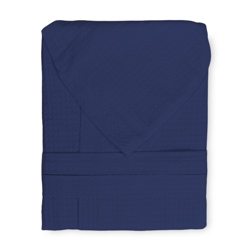 Peignoir© Nid d’abeille en pur coton avec hotte adulte BLEU FONCÉ