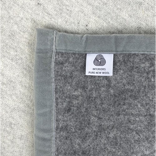 TWO-TONE BLANKET in genuine pure virgin WOOL soft and warm GREY Melange