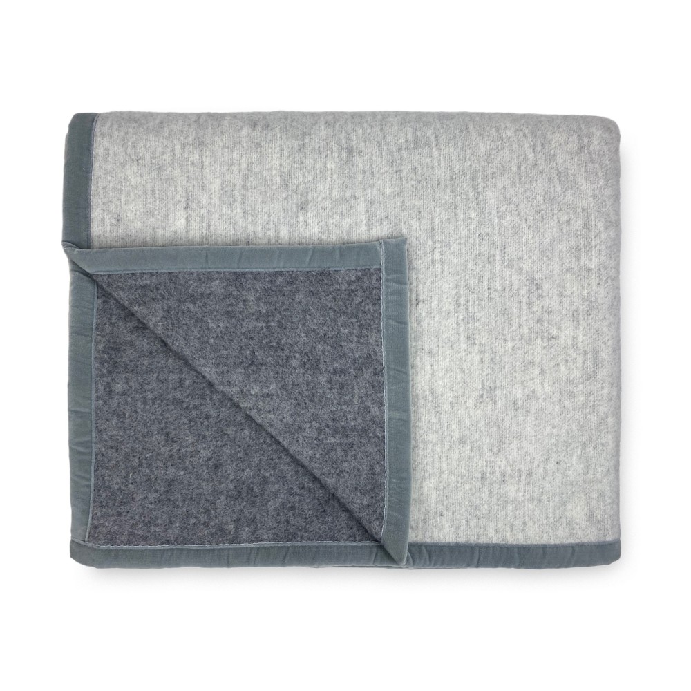 COUVERTURE BICOLOR en vraie pure laine vierge douce et chaude GREY Melange