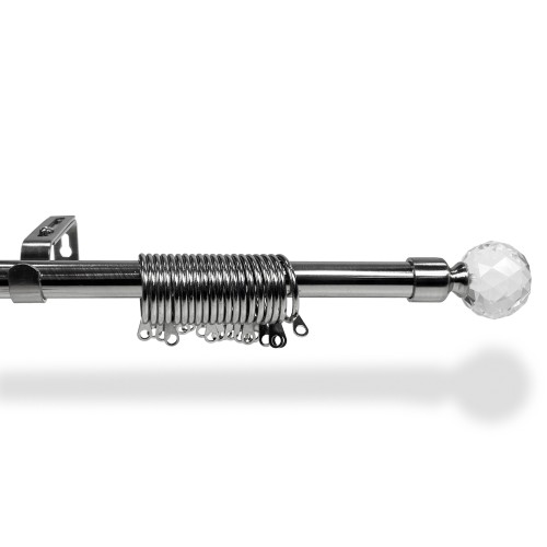 STAHLSTANGE für verstellbaren VORHANGDURCHMESSER 19 MM. Komplett mit RINGEN mod. Diamant