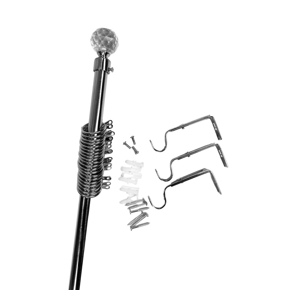 BASTONE  IN ACCIAIO Per TENDA Regolabile DIAMETRO 19 MM. Completo di ANELLI  mod. Diamante
