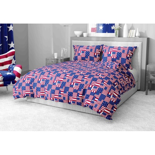 AMERICAN FLAGS DUVET COVER in soft Microfiber AMERICA U.S.A Made in Italy