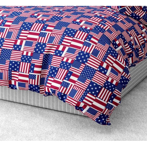 FUNDA NÓRDICA AMERICAN FLAGS en suave Microfibra AMERICA U.S.A Made in Italy