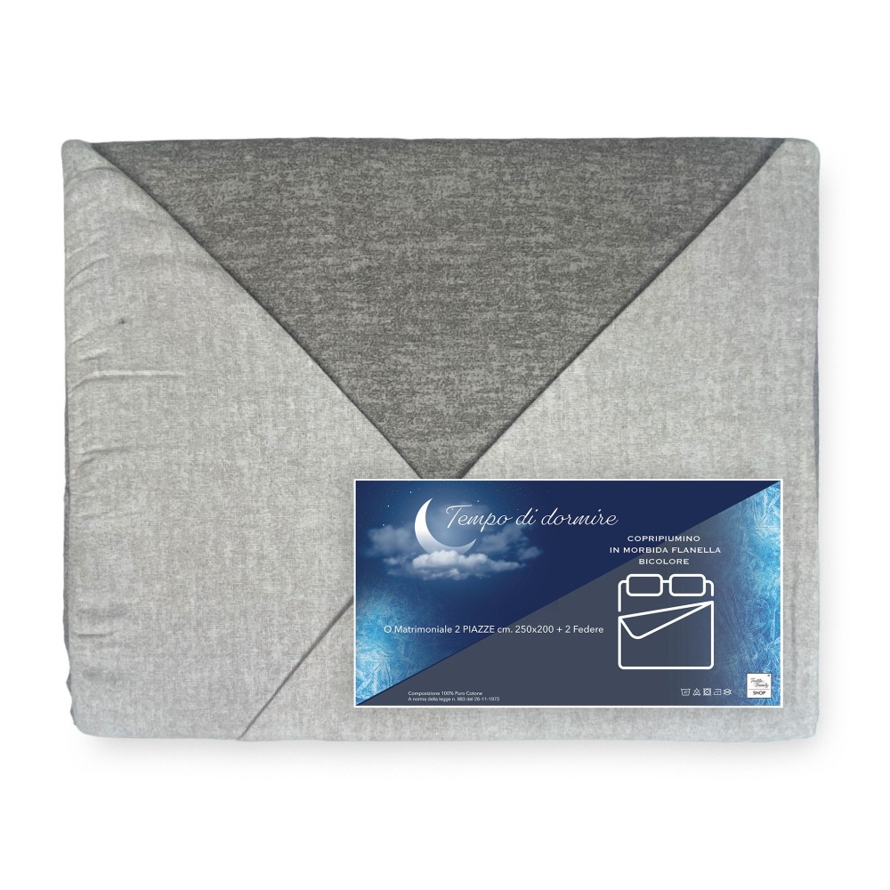 FUNDA NÓRDICA DE FLANELLATO FLANELLATO BEIGE BICOLOR DE PURO ALGODÓN