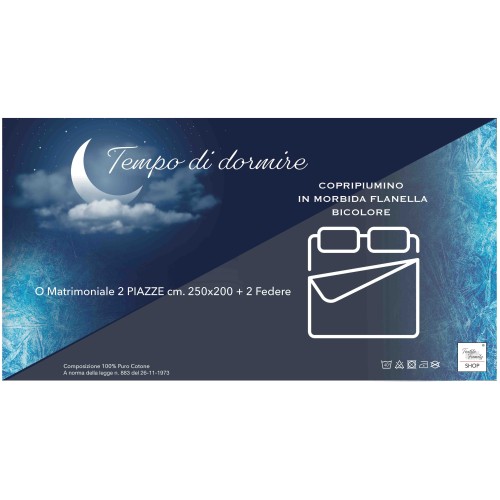 COPRIPIUMINO in flanella FLANELLATO BICOLORE Grigio e Rosa in Puro Cotone