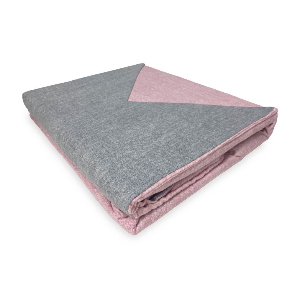 COPRIPIUMINO in flanella FLANELLATO BICOLORE Grigio e Rosa in Puro Cotone