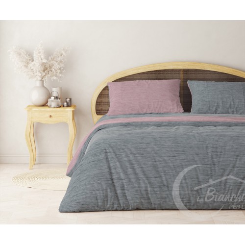 Housse de couette en flanelle grise et rose