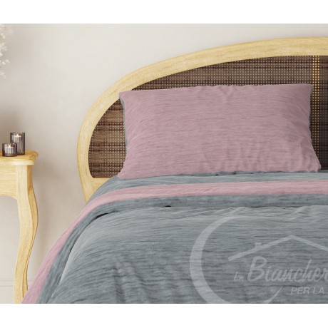 Housse de couette en flanelle grise et rose