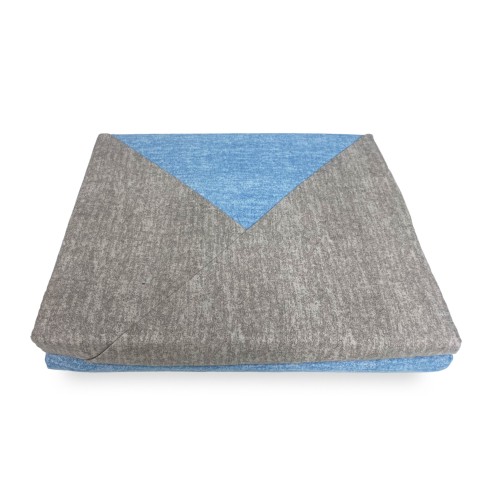COPRIPIUMINO in flanella FLANELLATO BICOLORE Grigio e Blu in Puro Cotone