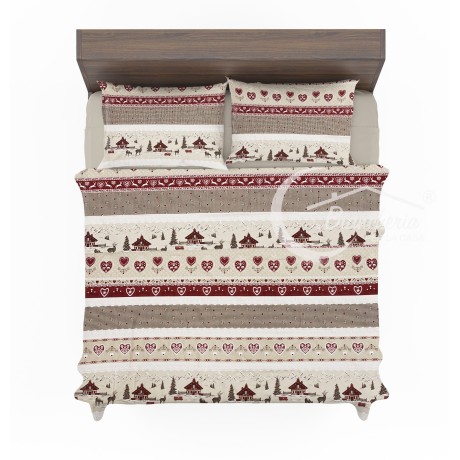 SET Winter sheet Fleece in anti-pilling FLANNEL VALBADIA in Tyrolean style in pure cotton