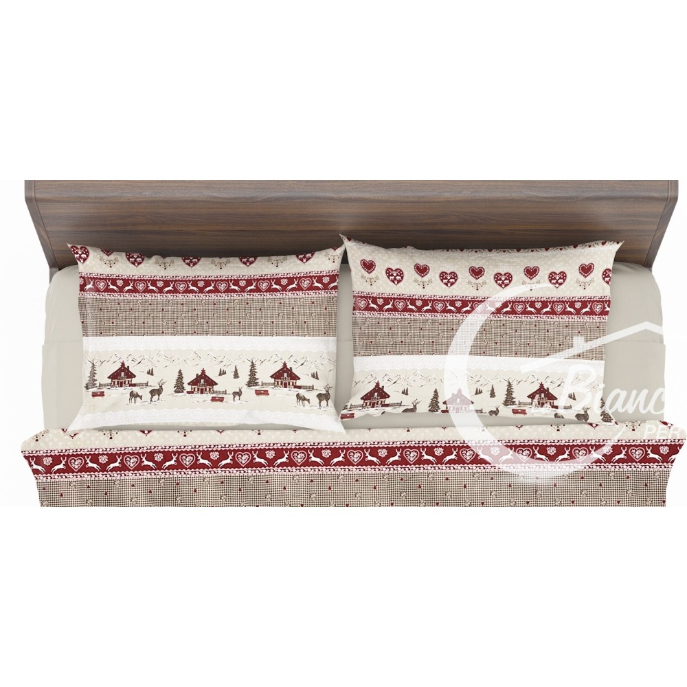 SET Winter sheet Fleece in anti-pilling FLANNEL VALBADIA in Tyrolean style in pure cotton