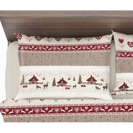 Toison d’hiver COMPLETE en flanelle anti-boulochage VALBADIA de style tyrolien en pur coton