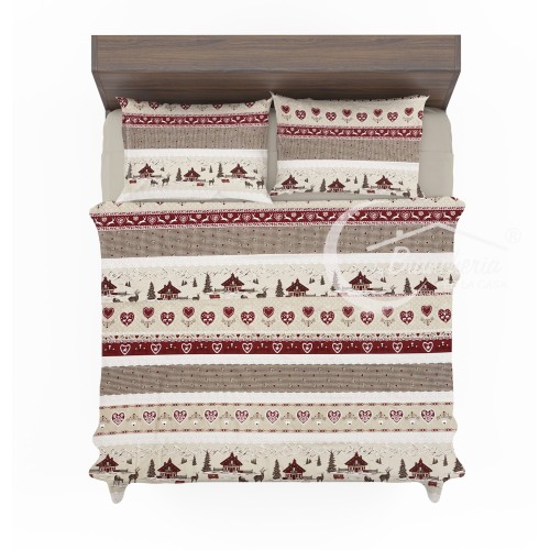 COMPLETO lenzuola TIROLESE VALBADIA in puro cotone MADE in ITALY