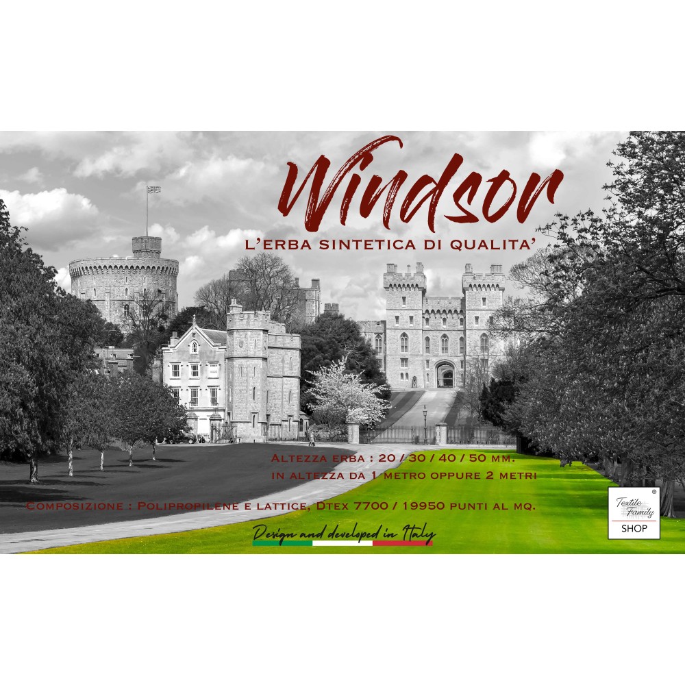 WINDSOR © Synthetischer Rasen Kunstrasen Teppich Realistischer Gartenmantel 5 Farbtöne Extra Qualität