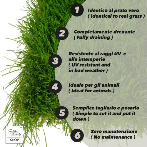 Prato Sintetico WINDSOR © Erba finta Tappeto Manto Giardino Realistico 5 Sfumature Qualità Extra