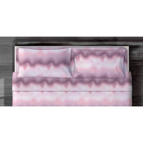 PINK ZIG ZAG SHEETS SET in pure cotton made in Italy