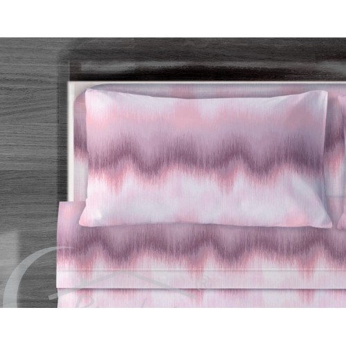 PINK ZIG ZAG SHEETS SET in pure cotton made in Italy
