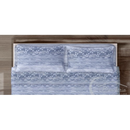 COMPLETO lenzuola LENZUOLA ROMBI Blu in Puro Cotone Made in Italy