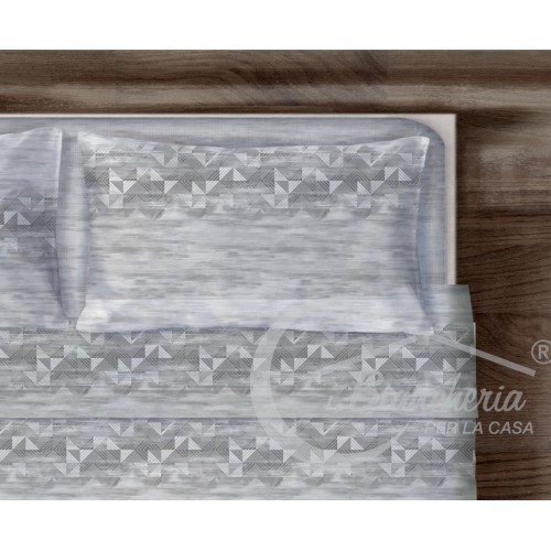 FEUILLES COMPLÈTES ROMBI Gris en pur coton fabriqué en Italie