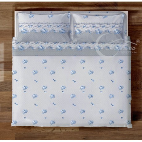 Drap classique à fleurs bleues en pur coton