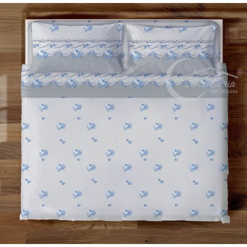 Drap classique à fleurs bleues en pur coton