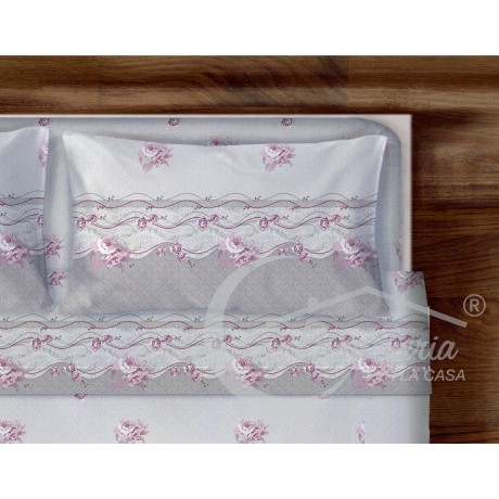 completo letto a fiori classici sul rosa in puro cotone