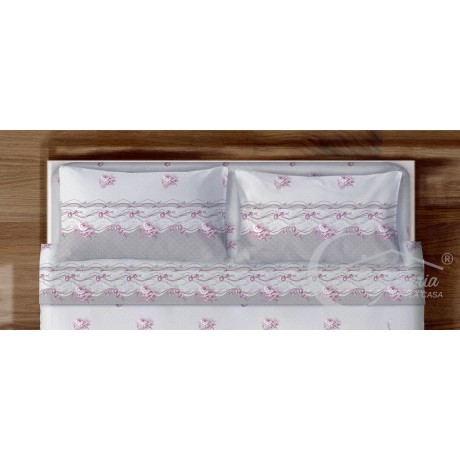 completo letto a fiori classici sul rosa in puro cotone