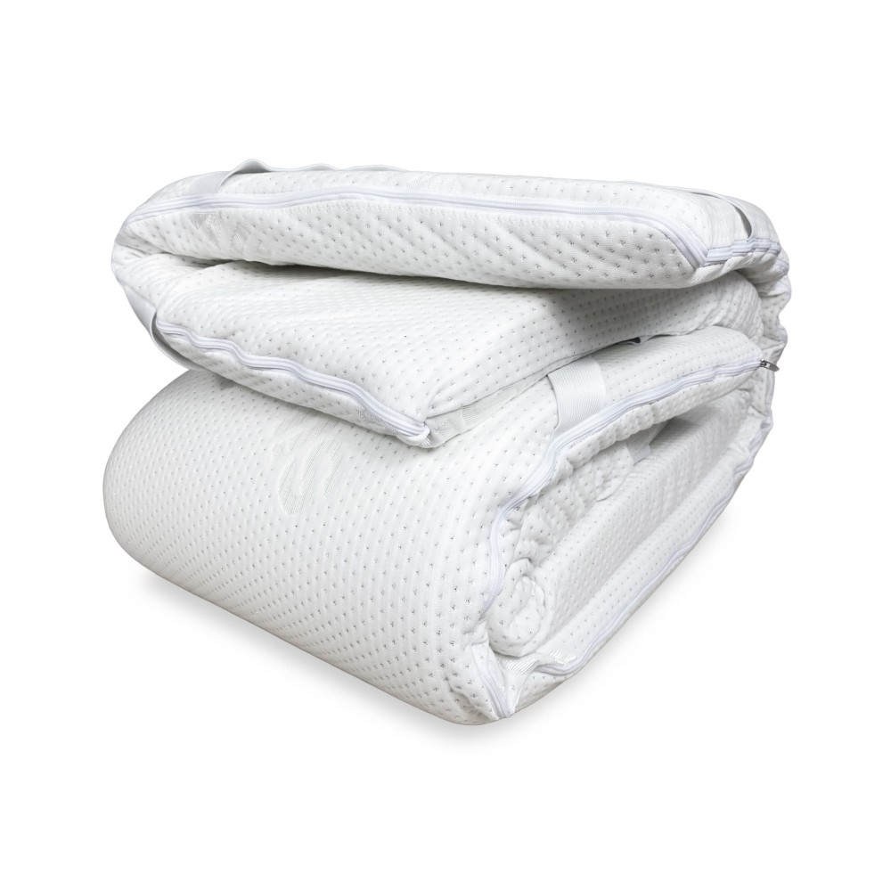 TOPPER Wellness pour matelas correcteur en MOUSSE À MÉMOIRE DE FORME HD épaisseur 5 cm. Housse hypoallergénique et amovible fabr