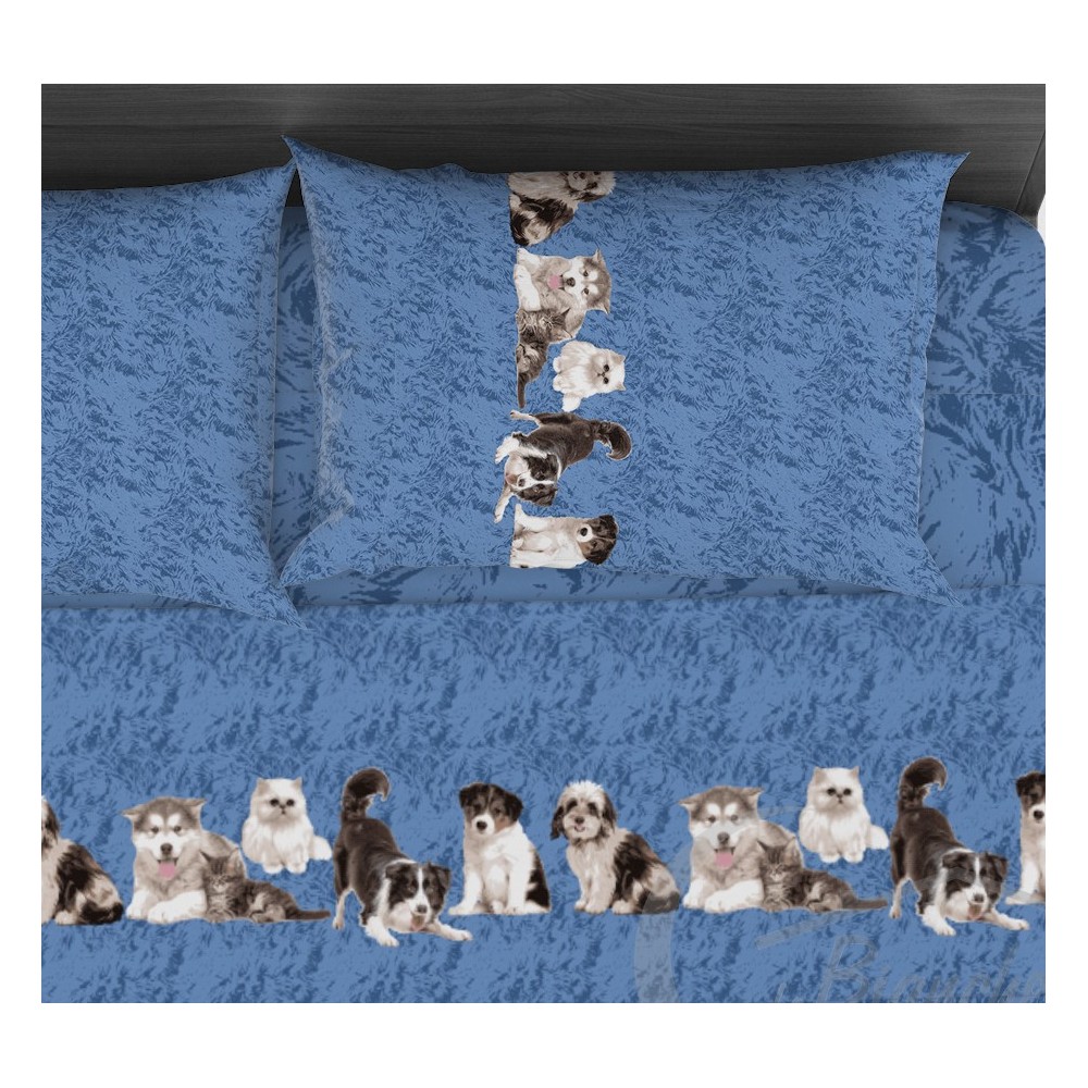 LAKENSET Friends HUNDE und KATZEN aus reiner Baumwolle Made in Italy