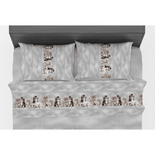 SET OF SHEETS SHEET Amici GATTI grey in pure cotton made in Italy