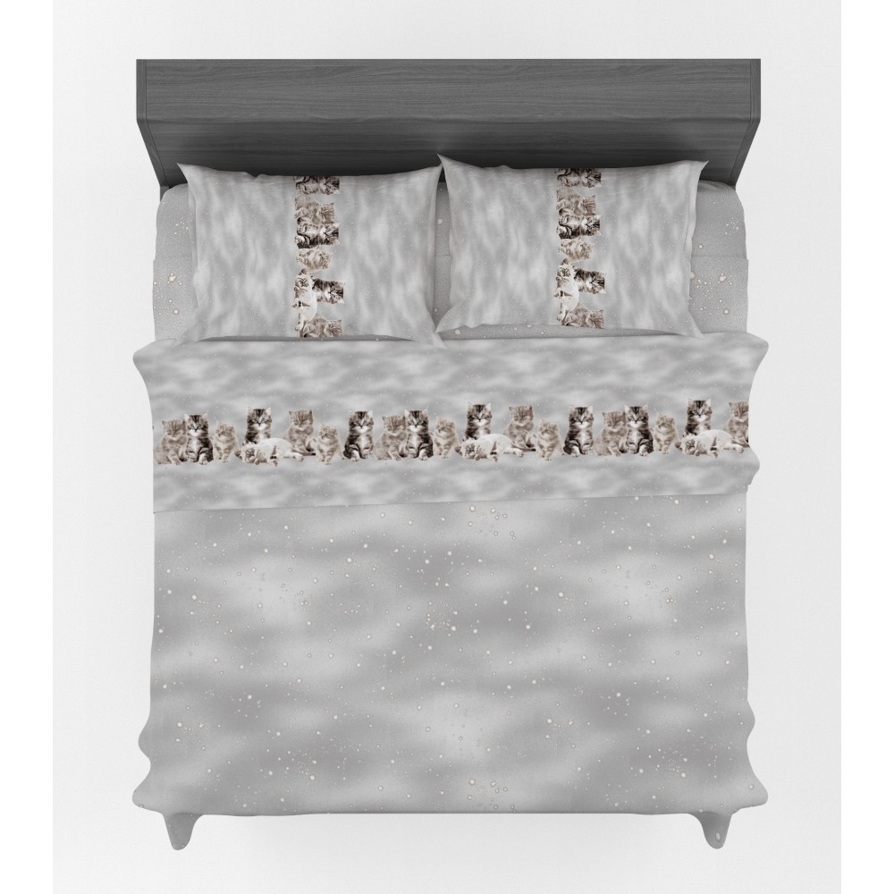 SATZ BETTLAKEN LAKEN Amici GATTI grau aus reiner Baumwolle, hergestellt in Italien