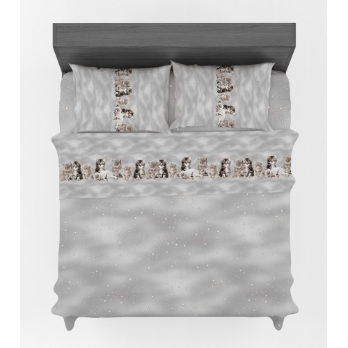 SATZ BETTLAKEN LAKEN Amici GATTI grau aus reiner Baumwolle, hergestellt in Italien