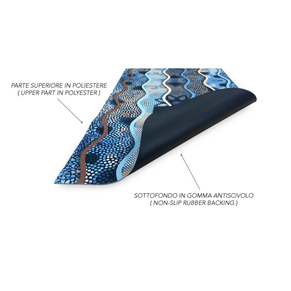 CARPET Runner Kitchen Runner Anti-dérapant ONDA MARE fabriqué en Italie