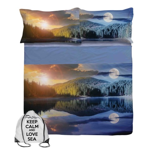 SET OF BEDSPREADS digital printing SUNCARE AND MOON BEDSPREAD with KEEP DOUBLE 2 DOUBLE bag